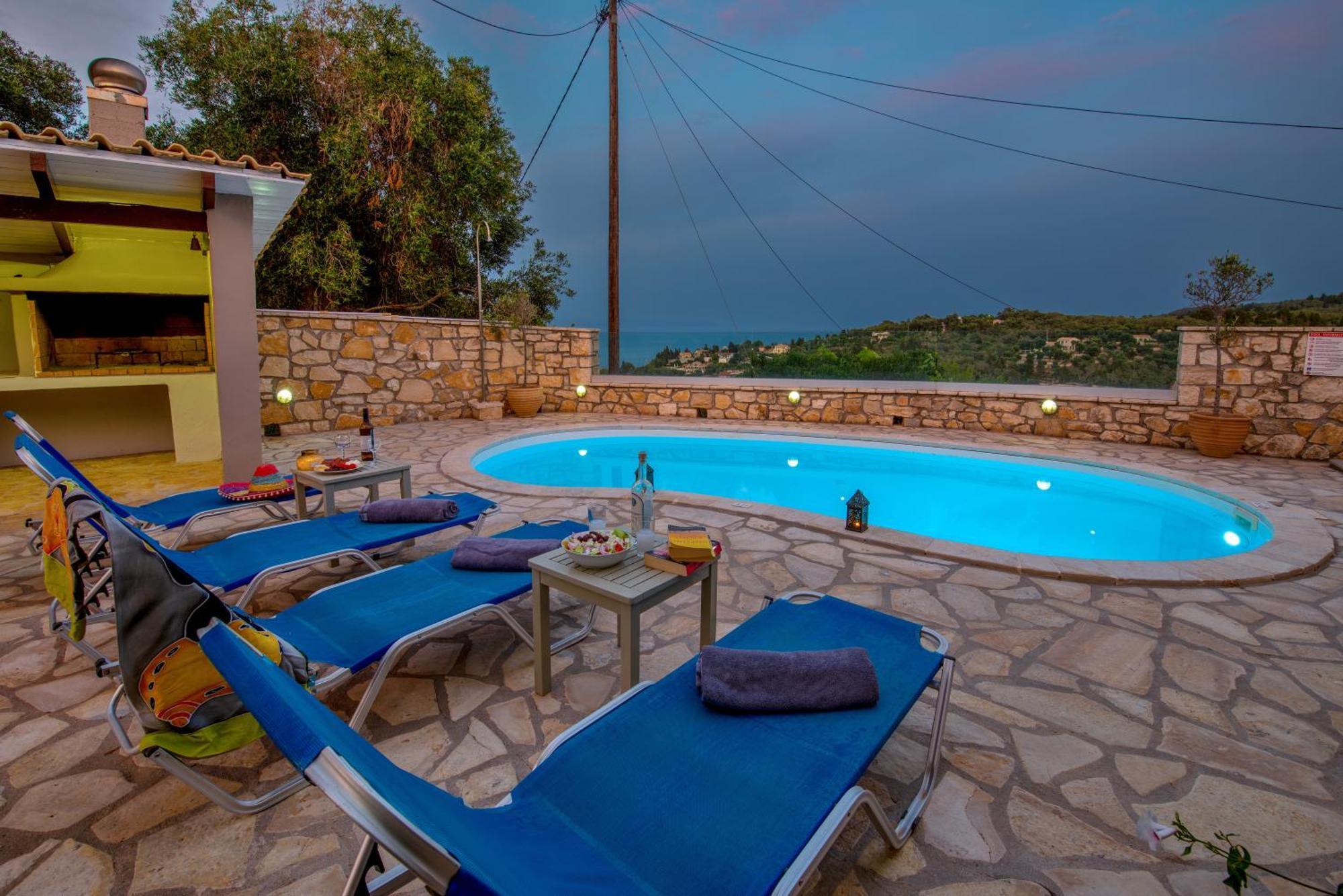 Loggos Seaview Cottage With Private Pool By Konnect Longos  Luaran gambar