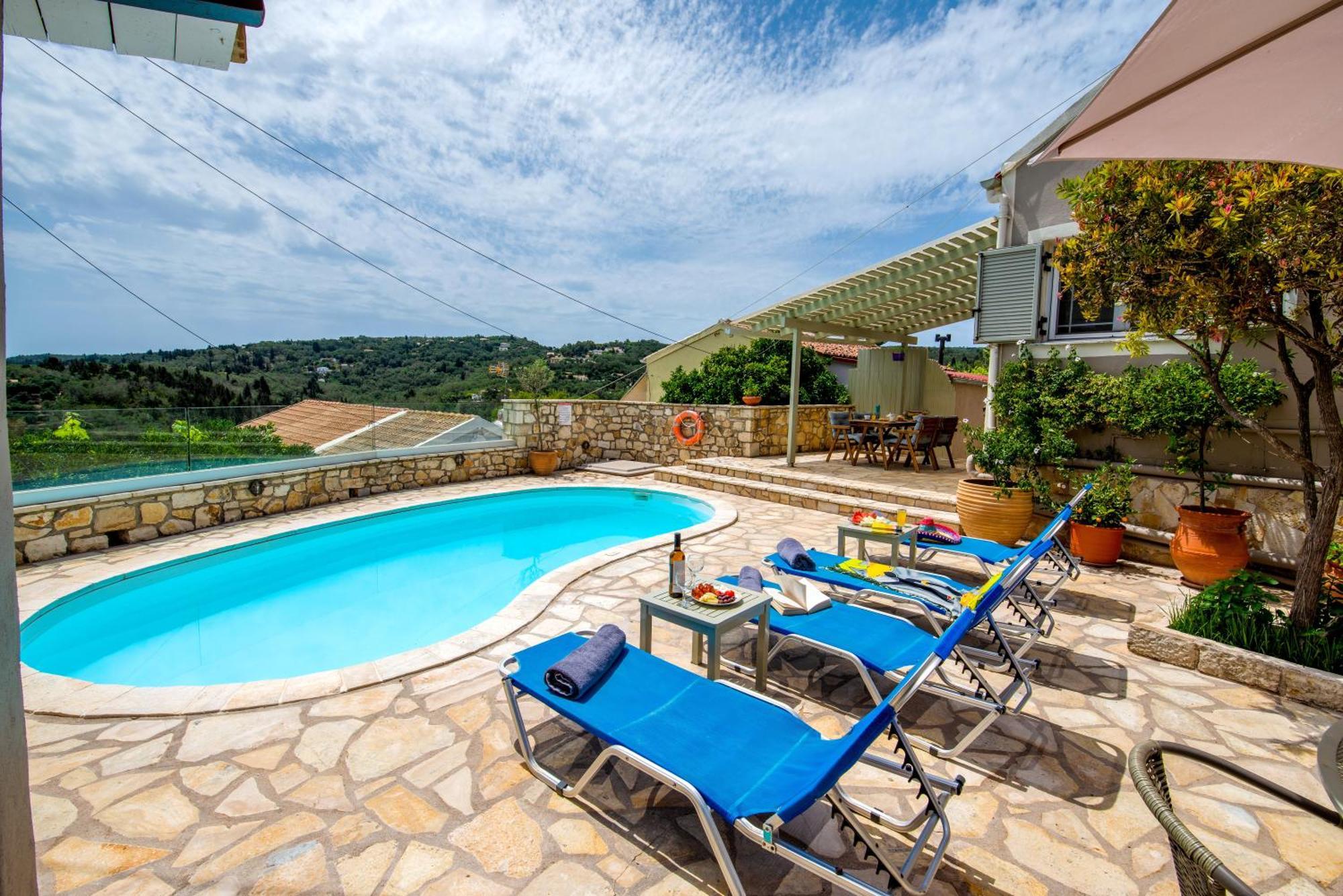 Loggos Seaview Cottage With Private Pool By Konnect Longos  Luaran gambar
