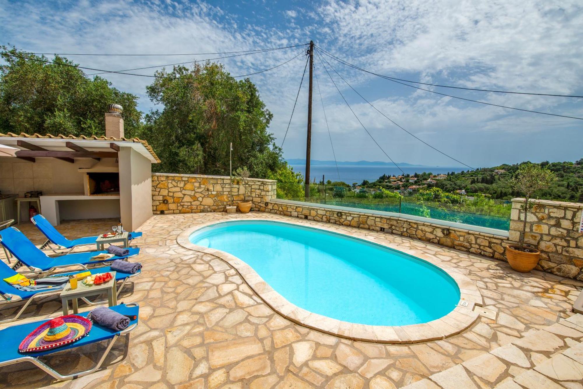 Loggos Seaview Cottage With Private Pool By Konnect Longos  Luaran gambar