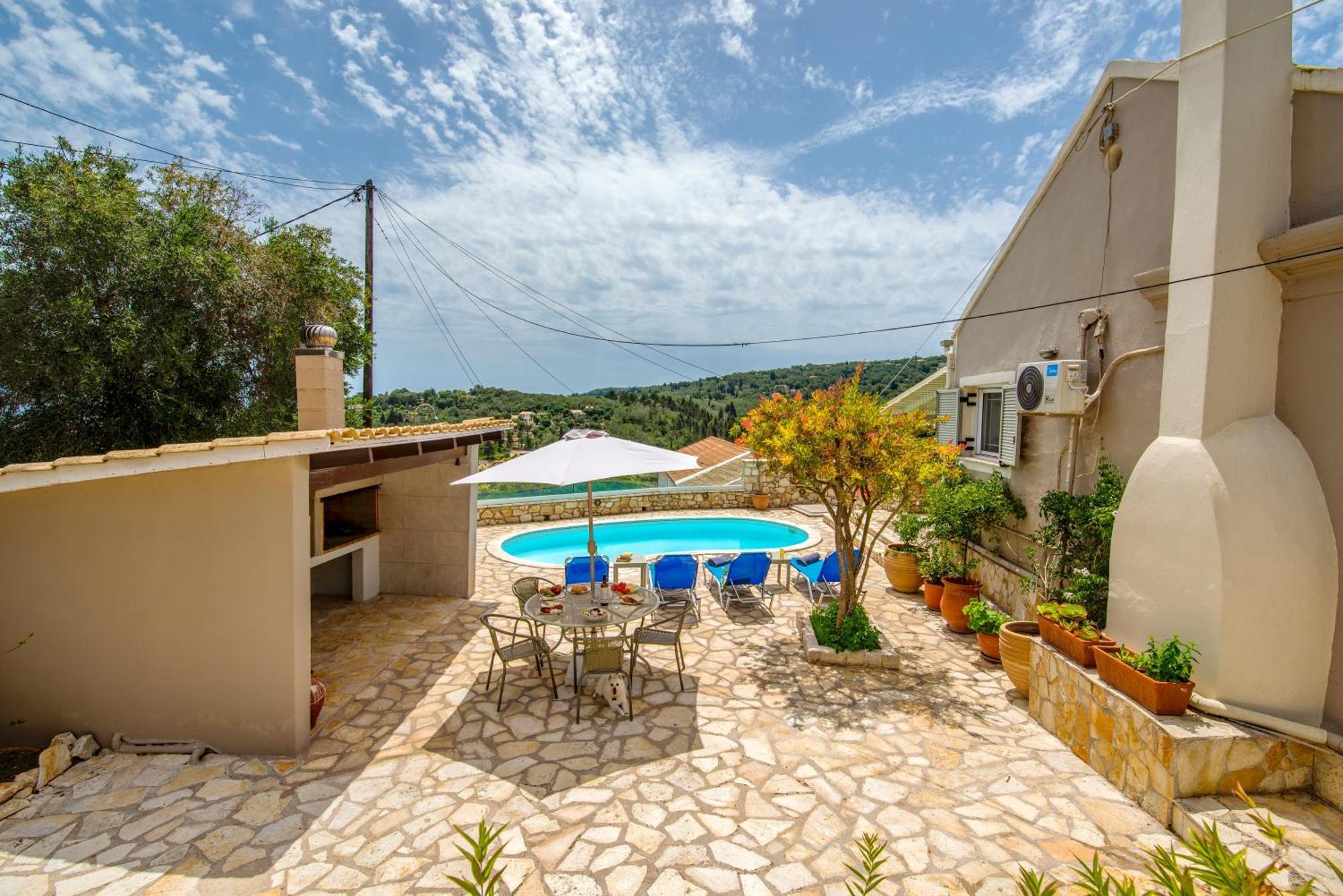 Loggos Seaview Cottage With Private Pool By Konnect Longos  Luaran gambar