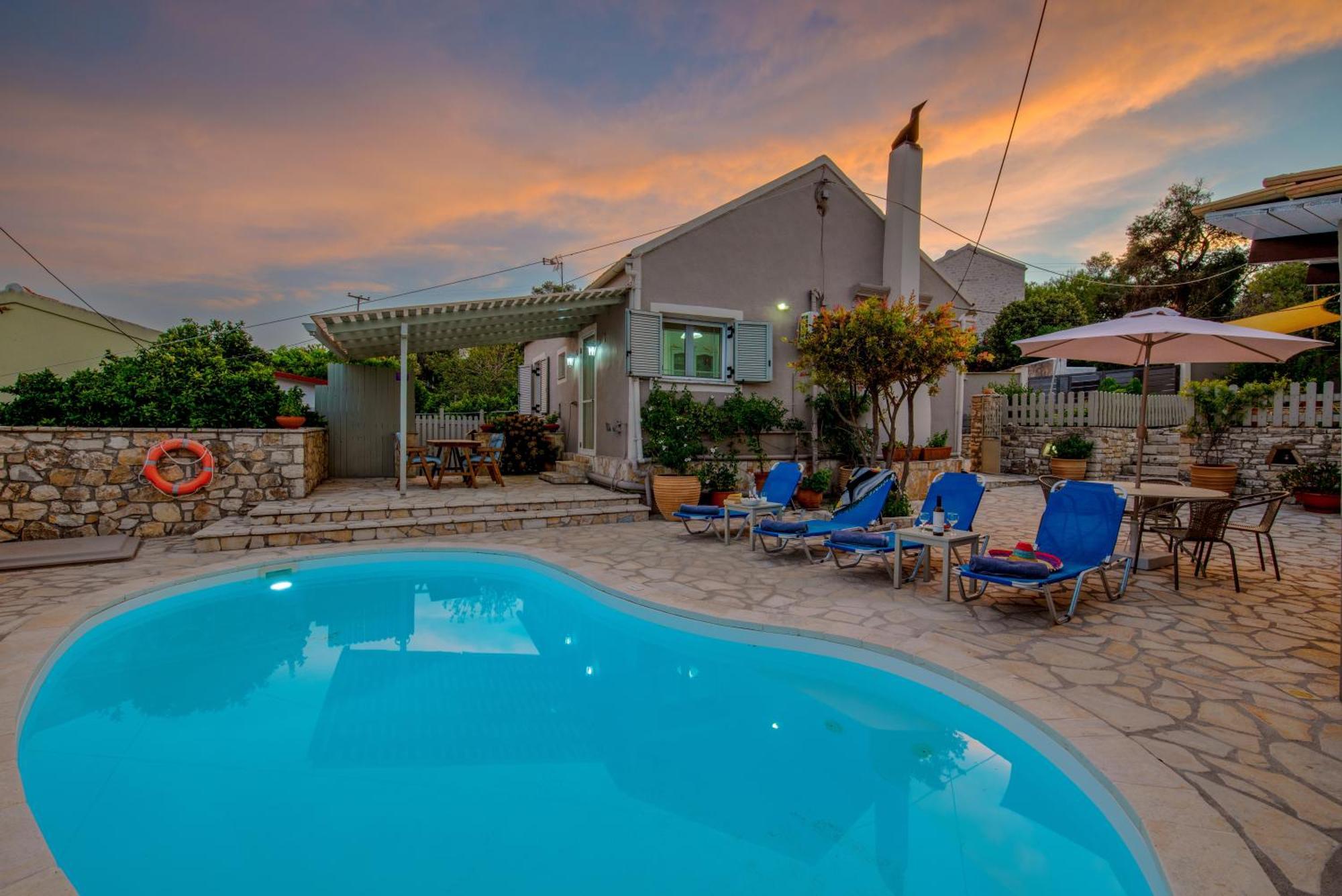 Loggos Seaview Cottage With Private Pool By Konnect Longos  Luaran gambar