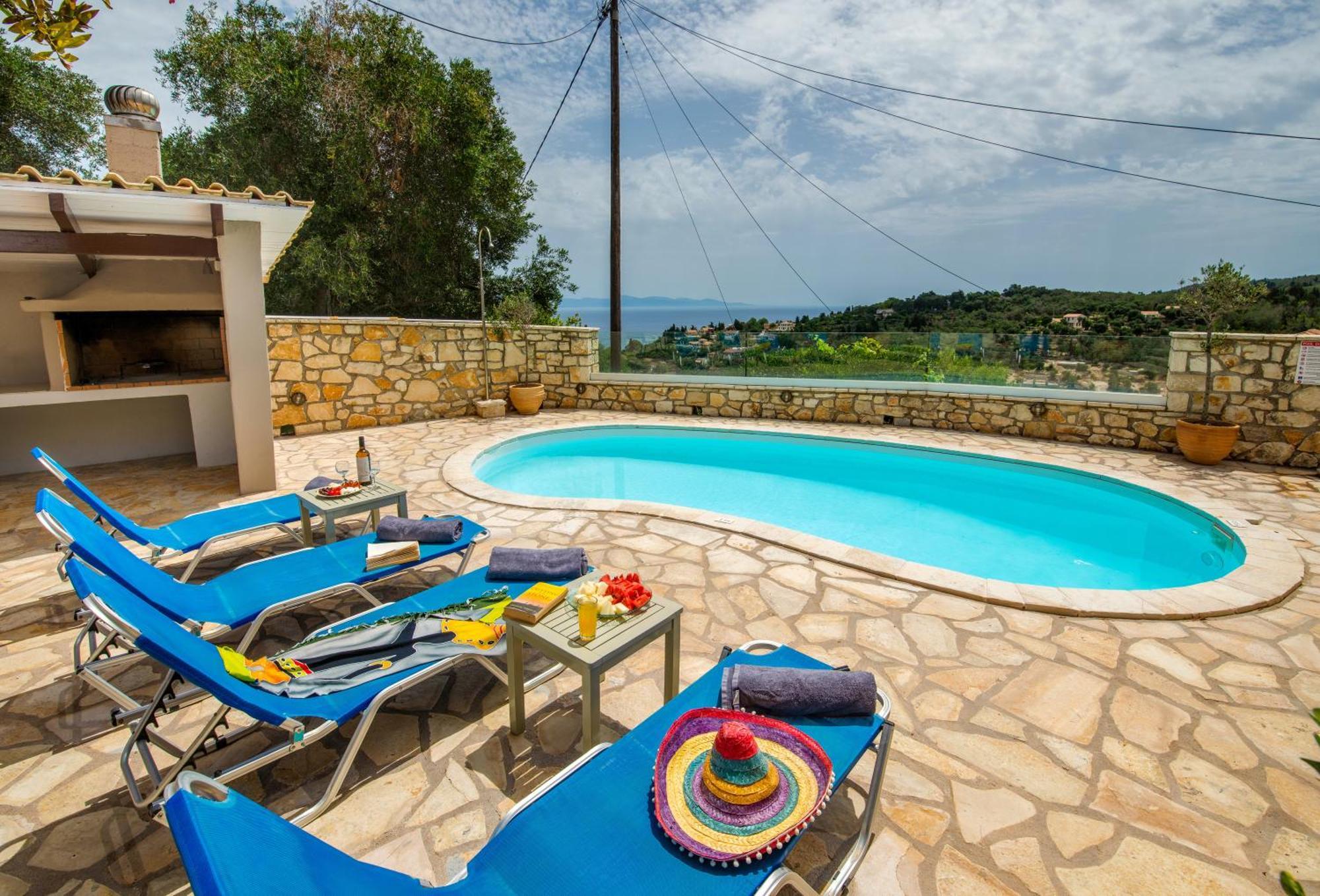 Loggos Seaview Cottage With Private Pool By Konnect Longos  Luaran gambar